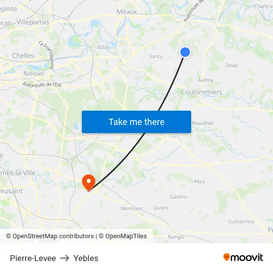 Pierre-Levee to Yebles map