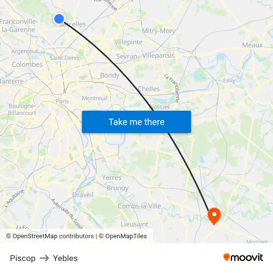 Piscop to Yebles map