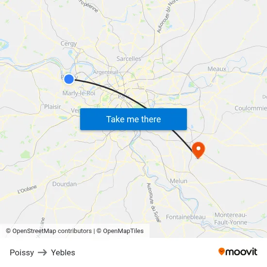 Poissy to Yebles map