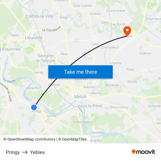 Pringy to Yebles map