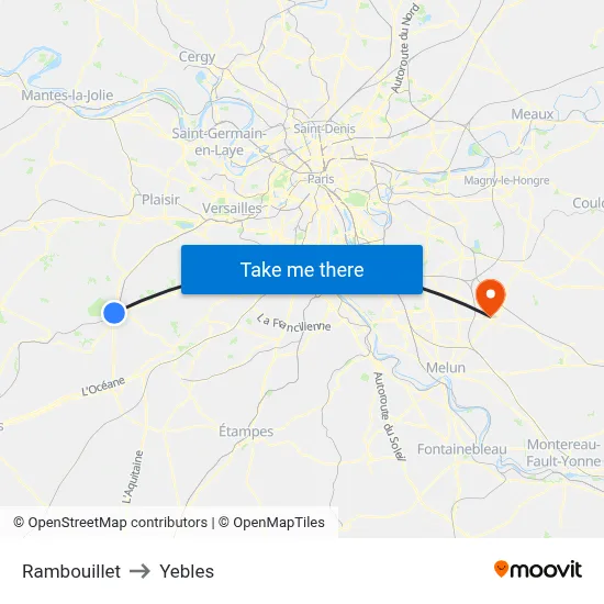Rambouillet to Yebles map