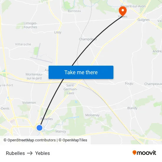 Rubelles to Yebles map