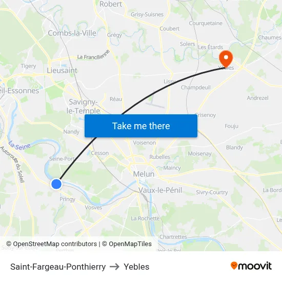Saint-Fargeau-Ponthierry to Yebles map
