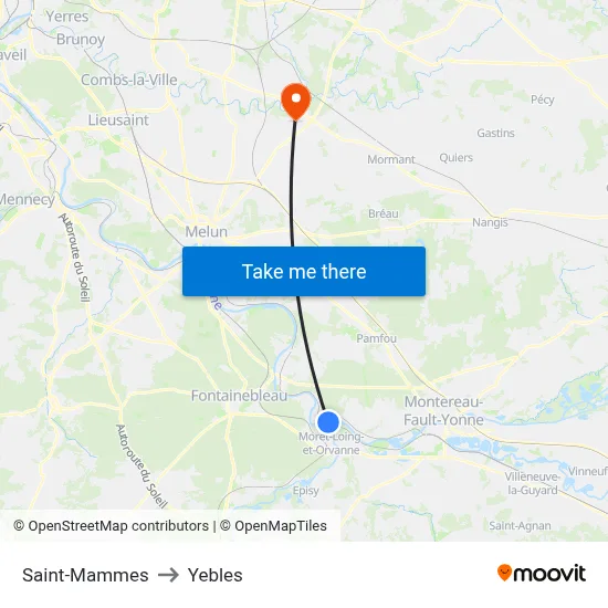 Saint-Mammes to Yebles map