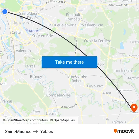 Saint-Maurice to Yebles map