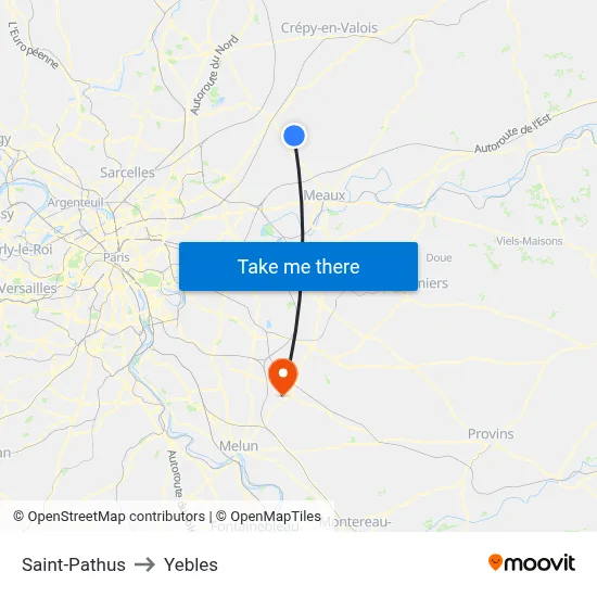 Saint-Pathus to Yebles map
