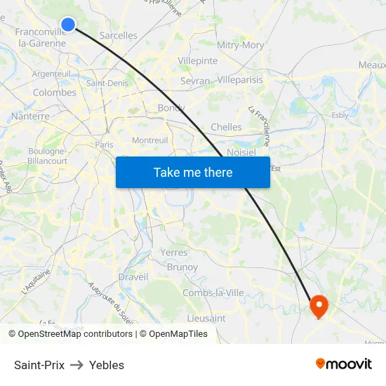 Saint-Prix to Yebles map