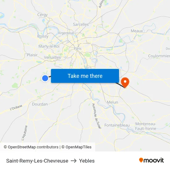 Saint-Remy-Les-Chevreuse to Yebles map