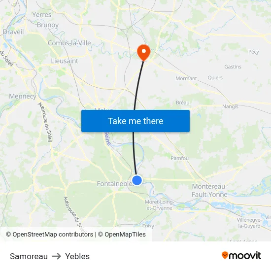 Samoreau to Yebles map