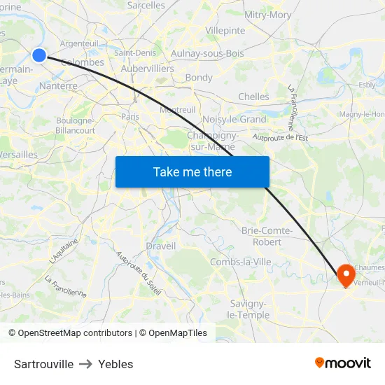 Sartrouville to Yebles map