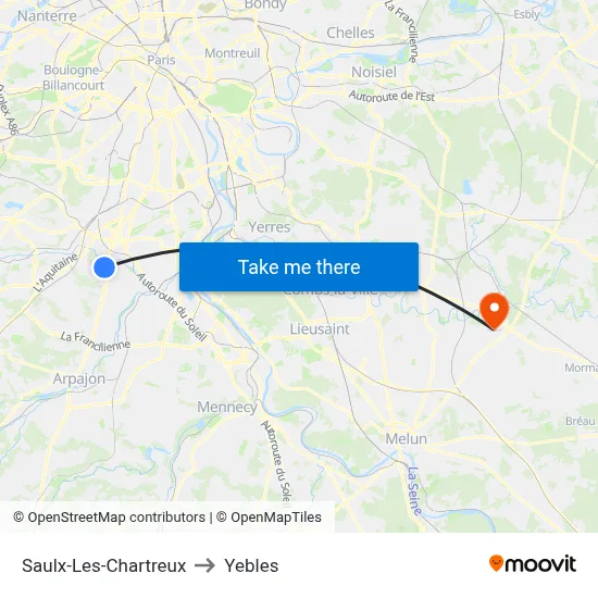Saulx-Les-Chartreux to Yebles map
