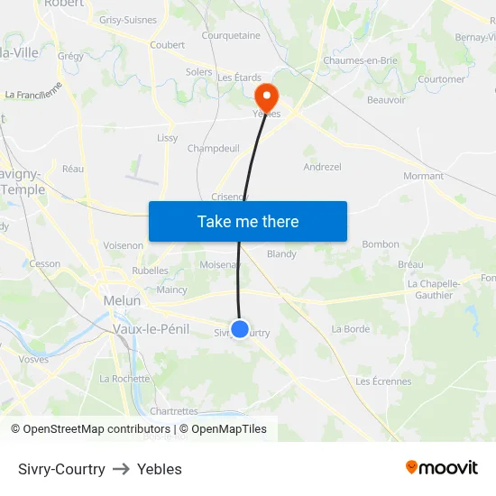 Sivry-Courtry to Yebles map