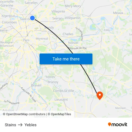 Stains to Yebles map