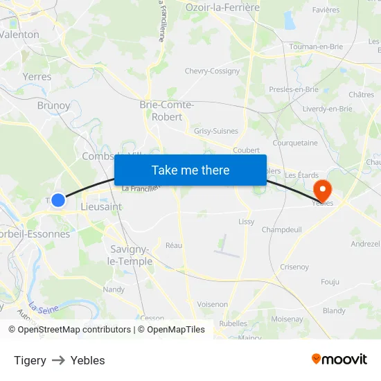 Tigery to Yebles map