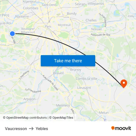 Vaucresson to Yebles map