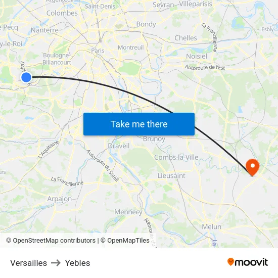 Versailles to Yebles map
