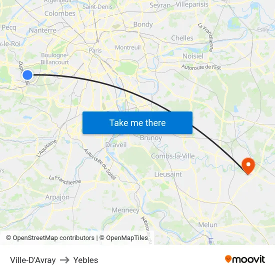 Ville-D'Avray to Yebles map