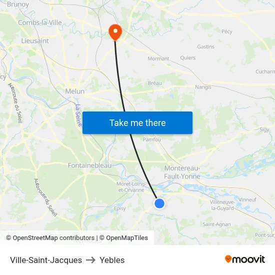 Ville-Saint-Jacques to Yebles map