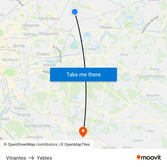 Vinantes to Yebles map