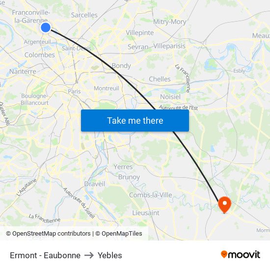 Ermont - Eaubonne to Yebles map