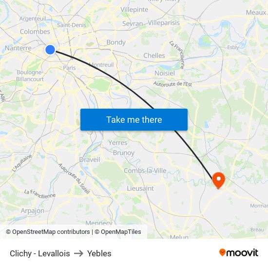Clichy - Levallois to Yebles map