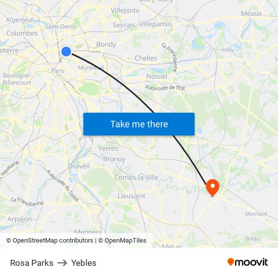 Rosa Parks to Yebles map