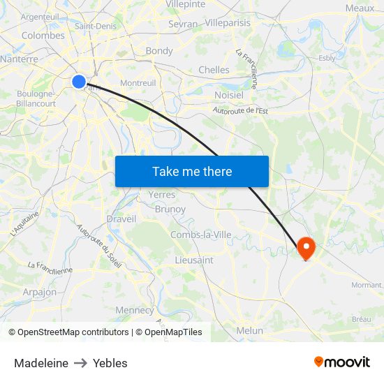 Madeleine to Yebles map