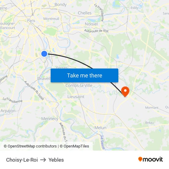 Choisy-Le-Roi to Yebles map
