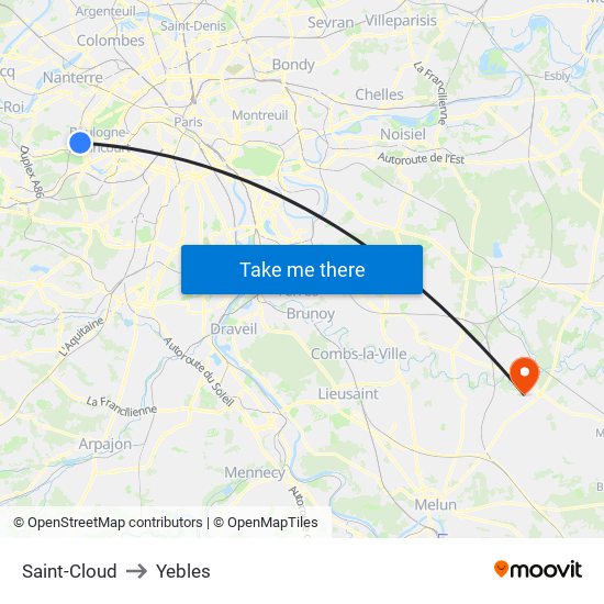 Saint-Cloud to Yebles map