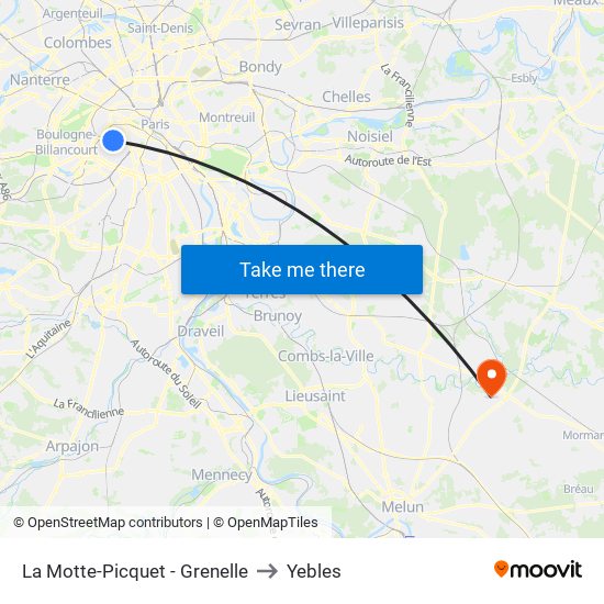 La Motte-Picquet - Grenelle to Yebles map