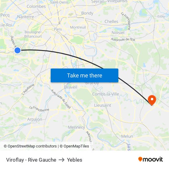 Viroflay - Rive Gauche to Yebles map
