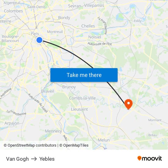 Van Gogh to Yebles map