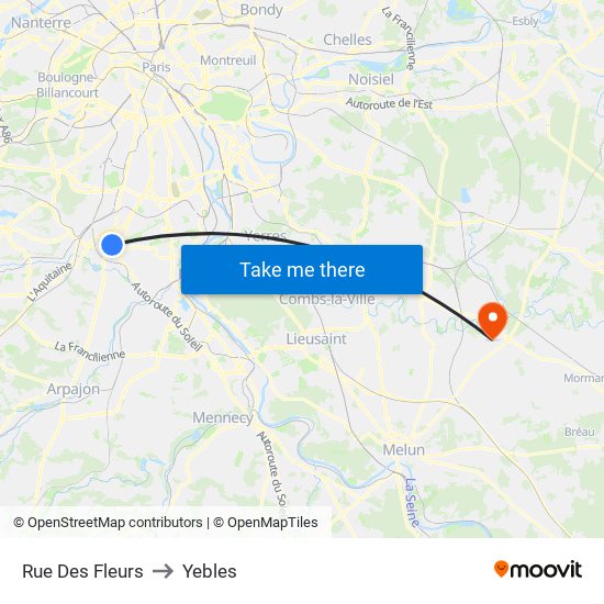 Rue Des Fleurs to Yebles map