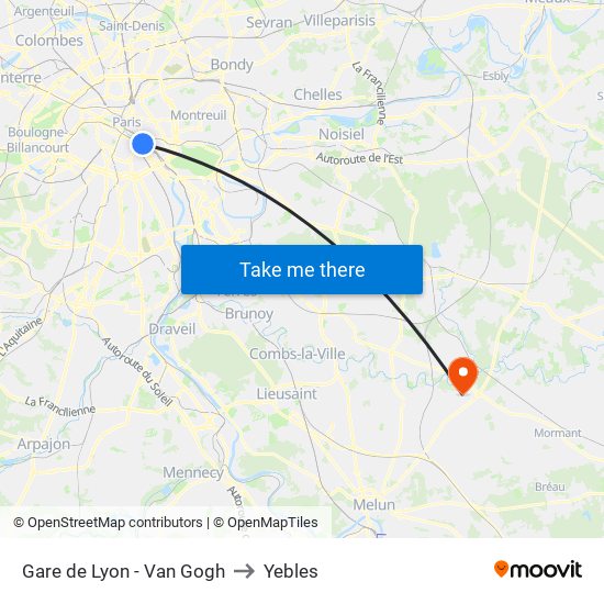 Gare de Lyon - Van Gogh to Yebles map
