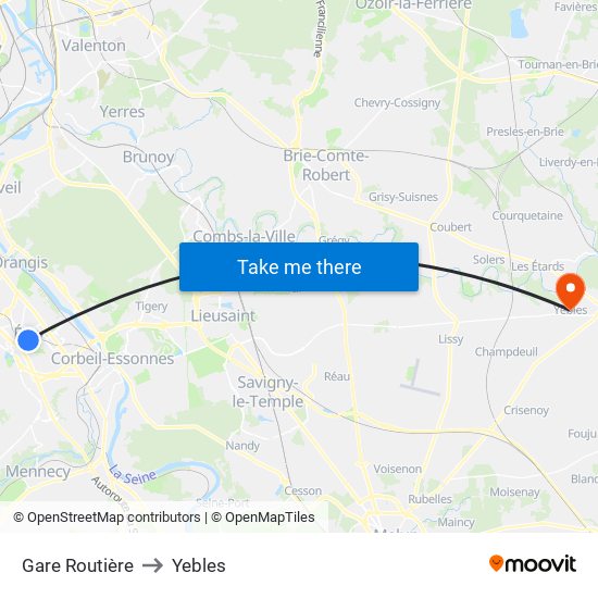 Gare Routière to Yebles map