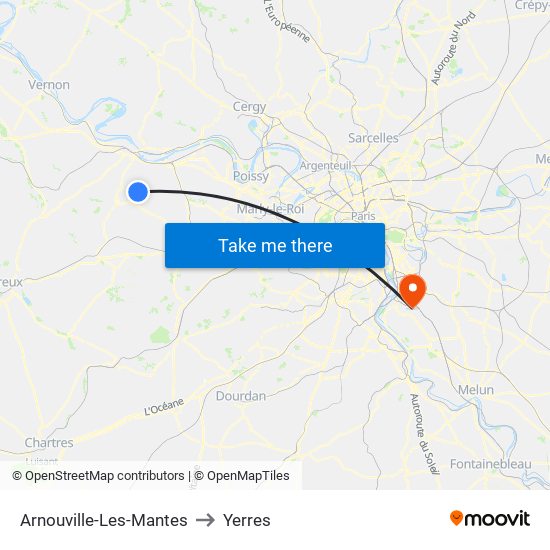 Arnouville-Les-Mantes to Yerres map