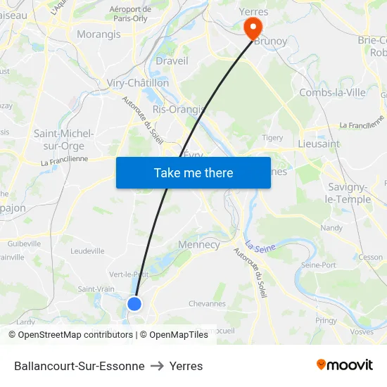 Ballancourt-Sur-Essonne to Yerres map
