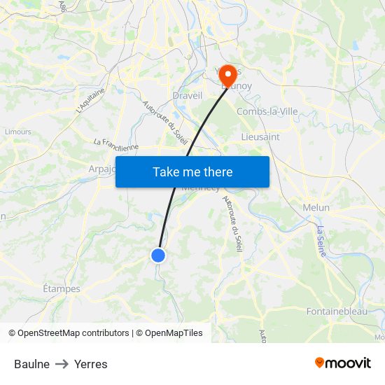 Baulne to Yerres map