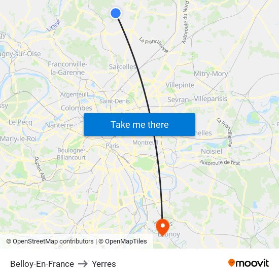 Belloy-En-France to Yerres map