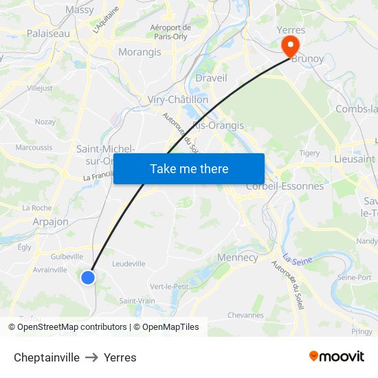 Cheptainville to Yerres map