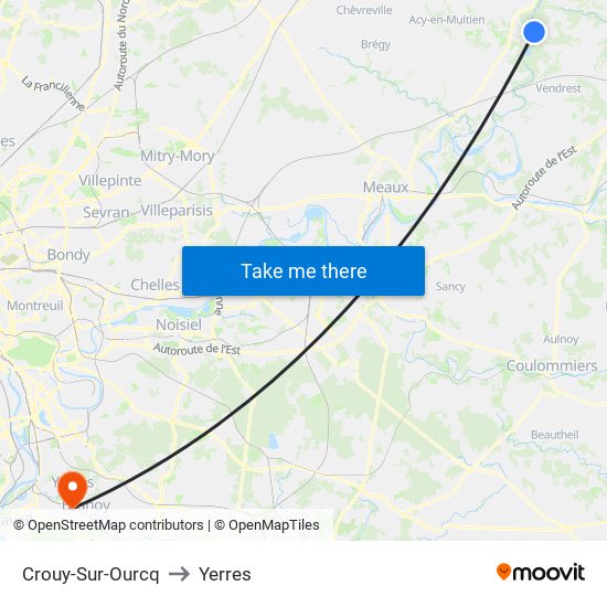 Crouy-Sur-Ourcq to Yerres map
