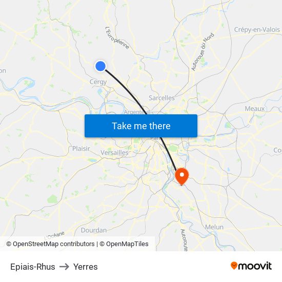 Epiais-Rhus to Yerres map