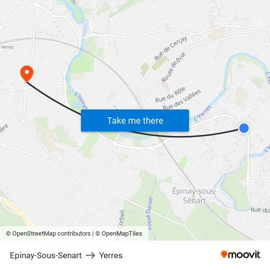 Epinay-Sous-Senart to Yerres map