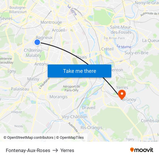 Fontenay-Aux-Roses to Yerres map