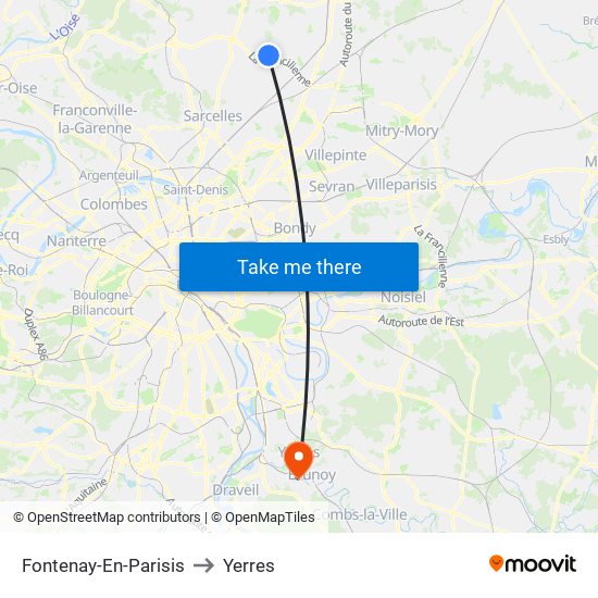 Fontenay-En-Parisis to Yerres map