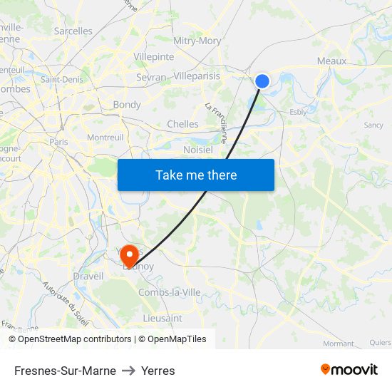 Fresnes-Sur-Marne to Yerres map