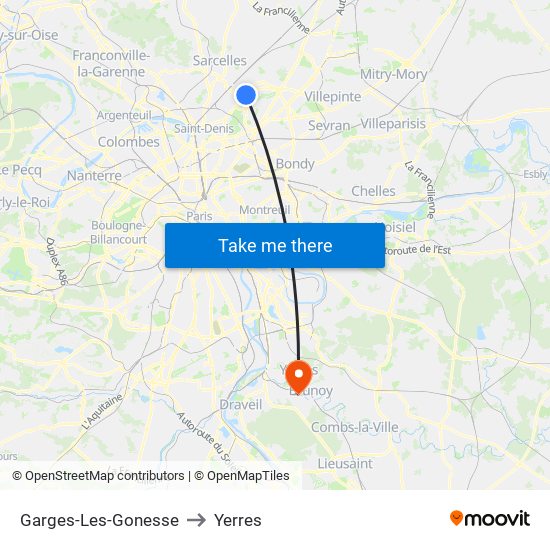 Garges-Les-Gonesse to Yerres map