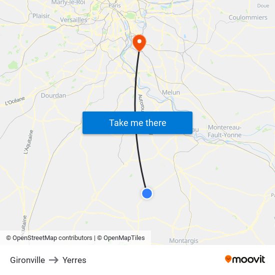 Gironville to Yerres map