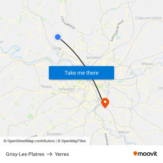 Grisy-Les-Platres to Yerres map