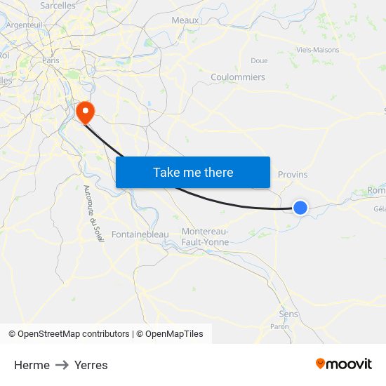 Herme to Yerres map